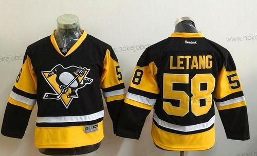 Mládež Pittsburgh Penguins #58 Kris Letang Černá Alternativní Reebok Hokejový Dres