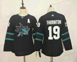 Mládež San Jose Sharks #19 Joe Thornton New Černá Sešitý NHL Dres