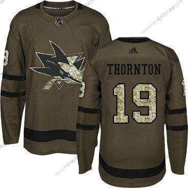 Mládež San Jose Sharks #19 Joe Thornton Zelená Salute to Service Sešitý NHL Dres