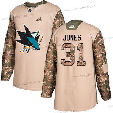 Mládež San Jose Sharks #31 Martin Jones Camo Autentické 2017 Veterans Day Sešitý NHL Dres