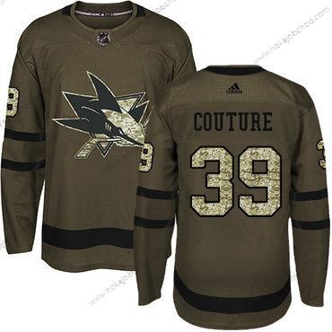 Mládež San Jose Sharks #39 Logan Couture Zelená Salute to Service Sešitý NHL Dres