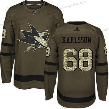 Mládež San Jose Sharks #68 Melker Karlsson Zelená Salute to Service Sešitý NHL Dres