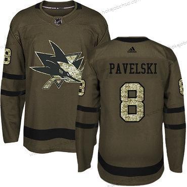 Mládež San Jose Sharks #8 Joe Pavelski Zelená Salute to Service Sešitý NHL Dres