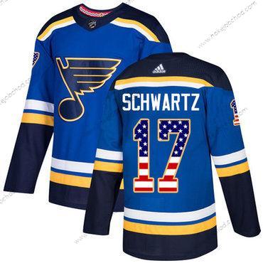 Mládež St. Louis Blues #17 Jaden Schwartz Modrý Domácí Autentické USA Flag Sešitý NHL Dres