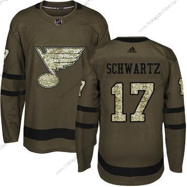 Mládež St. Louis Blues #17 Jaden Schwartz Zelená Salute to Service Sešitý NHL Dres