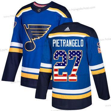 Mládež St. Louis Blues #27 Alex Pietrangelo Modrý Domácí Autentické USA Flag Sešitý NHL Dres