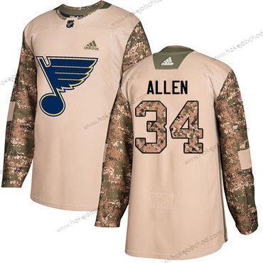 Mládež St. Louis Blues #34 Jake Allen Camo Autentické 2017 Veterans Day Sešitý NHL Dres