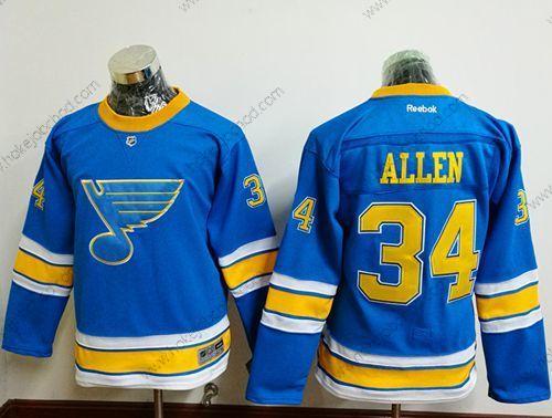 Mládež St. Louis Blues #34 Jake Allen Modrý 2017 Zimní Klasický Sešitý NHL Dres