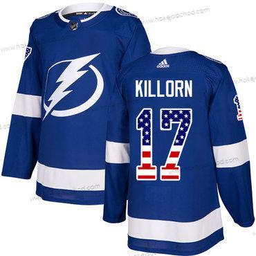 Mládež Tampa Bay Lightning #17 Alex Killorn Modrý Domácí Autentické USA Flag Sešitý NHL Dres