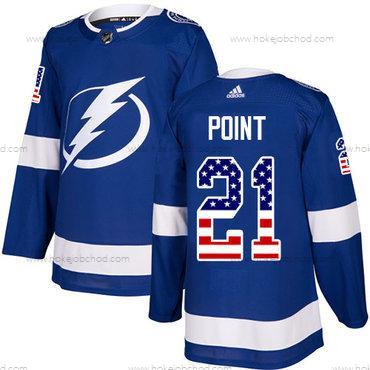 Mládež Tampa Bay Lightning #21 Brayden Point Modrý Domácí Autentické USA Flag Sešitý NHL Dres