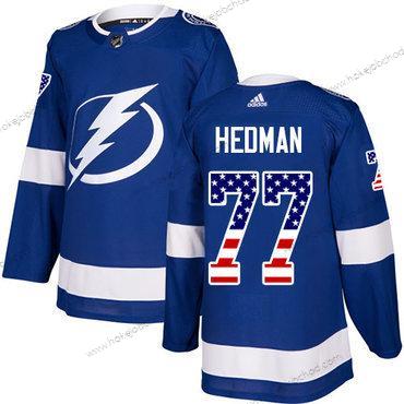 Mládež Tampa Bay Lightning #77 Victor Hedman Modrý Domácí Autentické USA Flag Sešitý NHL Dres