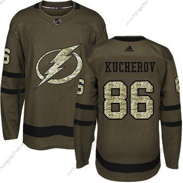 Mládež Tampa Bay Lightning #86 Nikita Kucherov Zelená Salute to Service Sešitý NHL Dres