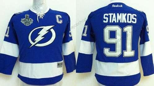 Mládež Tampa Bay Lightning #91 Steven Stamkos 2015 Stanley Cup Modrý Dres