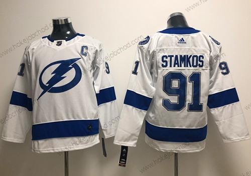 Mládež Tampa Bay Lightning #91 Steven Stamkos Bílý Road Autentické Sešitý NHL Dres