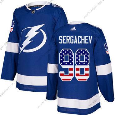 Mládež Tampa Bay Lightning #98 Mikhail Sergachev Modrý Domácí Autentické USA Flag Sešitý NHL Dres