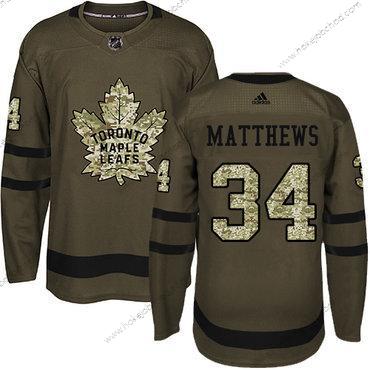 Mládež Toronto Maple Leafs #34 Auston Matthews Zelená Salute to Service Sešitý NHL Dres