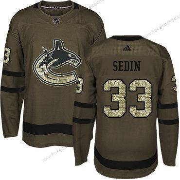 Mládež Vancouver Canucks #33 Henrik Sedin Zelená Salute to Service Sešitý NHL Dres