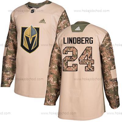 Mládež Vegas Golden Knights #24 Oscar Lindberg Camo Autentické 2017 Veterans Day Sešitý NHL Dres