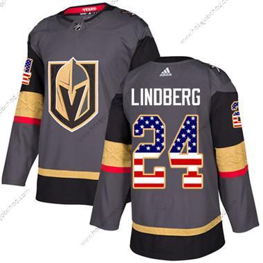 Mládež Vegas Golden Knights #24 Oscar Lindberg Šedá Domácí Autentické USA Flag Sešitý NHL Dres