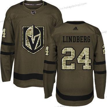 Mládež Vegas Golden Knights #24 Oscar Lindberg Zelená Salute to Service Sešitý NHL Dres