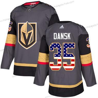 Mládež Vegas Golden Knights #35 Oscar Dansk Šedá Domácí Autentické USA Flag Sešitý NHL Dres