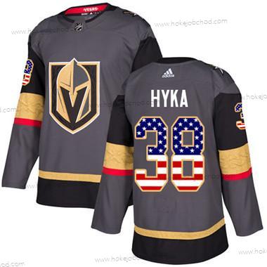 Mládež Vegas Golden Knights #38 Tomas Hyka Šedá Domácí Autentické USA Flag Sešitý NHL Dres