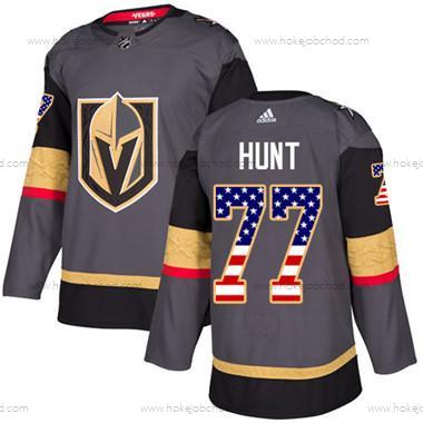 Mládež Vegas Golden Knights #77 Brad Hunt Šedá Domácí Autentické USA Flag Sešitý NHL Dres