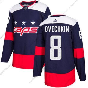 Mládež Washington Capitals #8 Alex Ovechkin Námořnictvo Autentické 2018 Stadium Series Sešitý NHL Dres