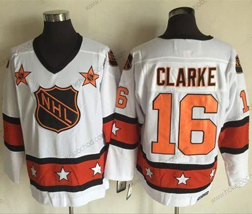 Muž 1972-81 NHL All-Star #16 Bobby Clarke Bílý CCM Sešitý Vintage Hokejový Dres