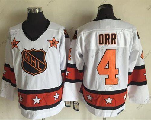 Muž 1972-81 NHL All-Star #4 Bobby Orr Bílý CCM Sešitý Vintage Hokejový Dres