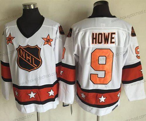 Muž 1972-81 NHL All-Star #9 Gordie Howe Bílý CCM Sešitý Vintage Hokejový Dres