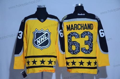 Muž Atlantic Division Boston Bruins #63 Brad Marchand Reebok Žlutá 2017 NHL All-Star Sešitý Hokejový Dres