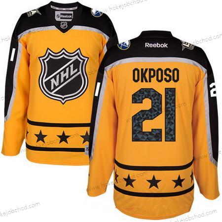 Muž Atlantic Division Buffalo Sabres #21 Kyle Okposo Reebok Žlutá 2017 NHL All-Star Sešitý Hokejový Dres