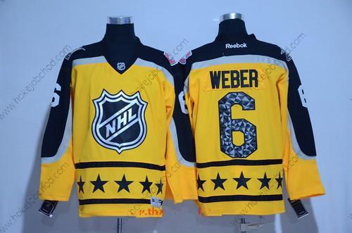 Muž Atlantic Division Montreal Canadiens #6 Shea Weber Reebok Žlutá 2017 NHL All-Star Sešitý Hokejový Dres