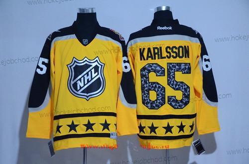 Muž Atlantic Division Ottawa Senators #65 Erik Karlsson Reebok Žlutá 2017 NHL All-Star Sešitý Hokejový Dres