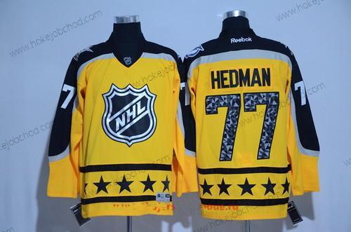 Muž Atlantic Division Tampa Bay Lightning #77 Victor Hedman Reebok Žlutá 2017 NHL All-Star Sešitý Hokejový Dres