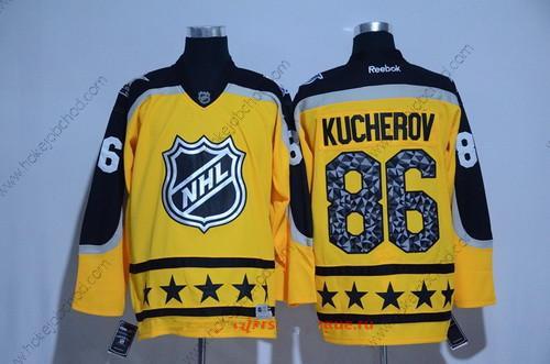 Muž Atlantic Division Tampa Bay Lightning #86 Nikita Kucherov Reebok Žlutá 2017 NHL All-Star Sešitý Hokejový Dres