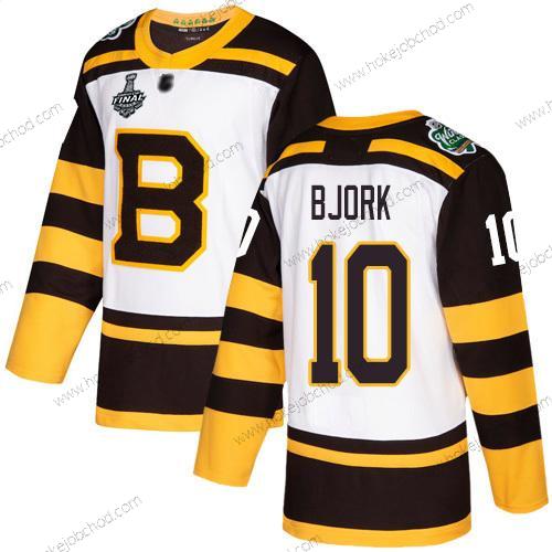 Muž Boston Bruins #10 Anders Bjork Bílý Autentické 2019 Zimní Klasický 2019 Stanley Cup Final Bound Sešitý Hokejový Dres