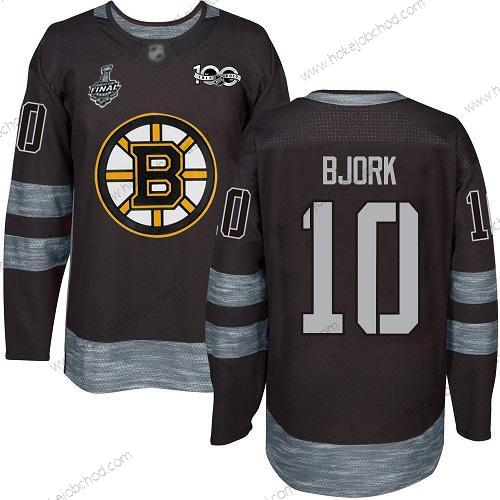 Muž Boston Bruins #10 Anders Bjork Černá 1917-2017 100th Výročí 2019 Stanley Cup Final Bound Sešitý Hokejový Dres