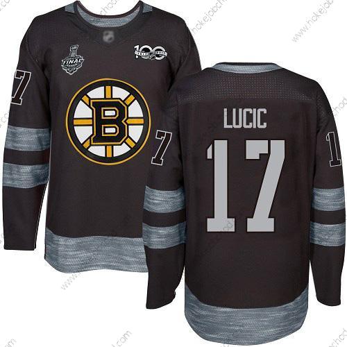 Muž Boston Bruins #17 Milan Lucic Černá 1917-2017 100th Výročí 2019 Stanley Cup Final Bound Sešitý Hokejový Dres