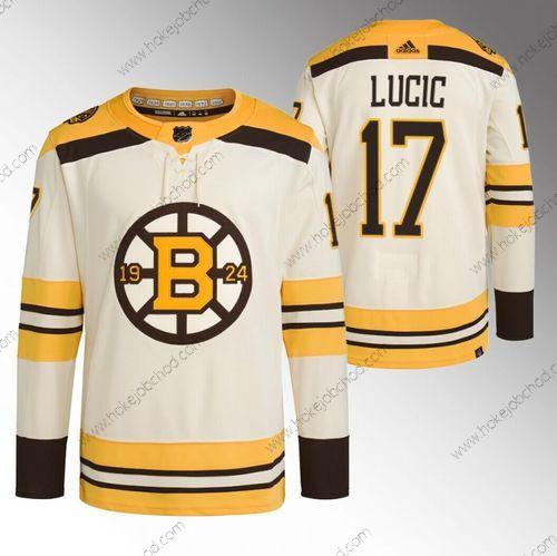 Muž Boston Bruins #17 Milan Lucic Krémová 100th Výročí Sešitýstitched Dres