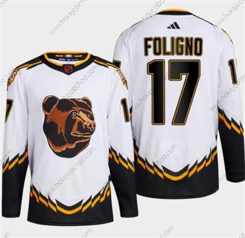 Muž Boston Bruins #17 Nick Foligno Bílý 2022-23 Obrácený Retro Sešitý Dres