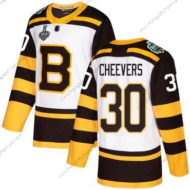 Muž Boston Bruins #30 Gerry Cheevers Bílý Autentické 2019 Zimní Klasický 2019 Stanley Cup Final Bound Sešitý Hokejový Dres