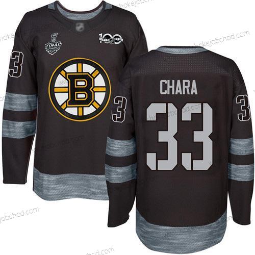 Muž Boston Bruins #33 Zdeno Chara Černá 1917-2017 100th Výročí 2019 Stanley Cup Final Bound Sešitý Hokejový Dres