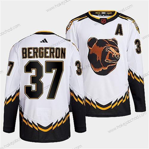 Muž Boston Bruins #37 Patrice Bergeron 2022 Bílý Obrácený Retro Sešitý Dres