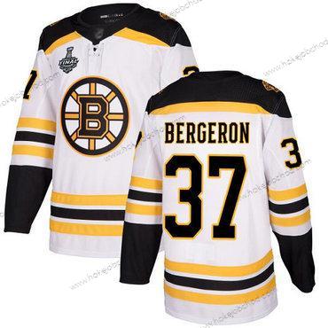 Muž Boston Bruins #37 Patrice Bergeron Bílý Road Autentické 2019 Stanley Cup Final Bound Sešitý Hokejový Dres