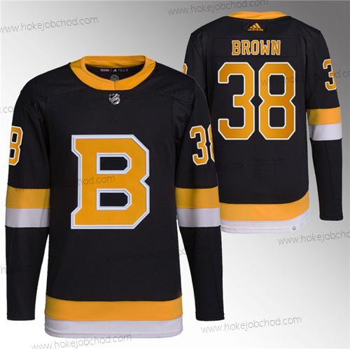 Muž Boston Bruins #38 Patrick Brown Černá Domácí Breakaway Sešitý Dres