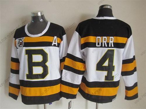 Muž Boston Bruins #4 Bobby Orr Bílý 75Th Retro CCM Dres