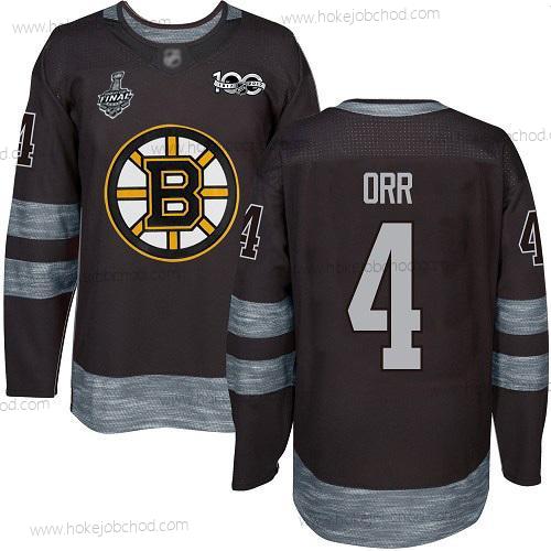 Muž Boston Bruins #4 Bobby Orr Černá 1917-2017 100th Výročí 2019 Stanley Cup Final Bound Sešitý Hokejový Dres