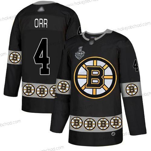 Muž Boston Bruins #4 Bobby Orr Černá Autentické Tým Logo 2019 Stanley Cup Final Bound Sešitý Hokejový Dres